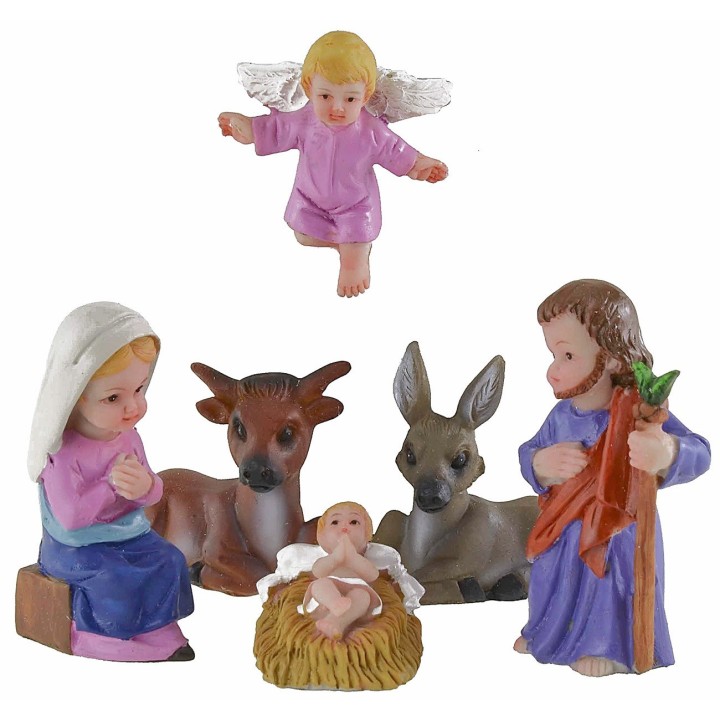 Natività 6 soggetti in resina cm 7 stile bambino Oliver