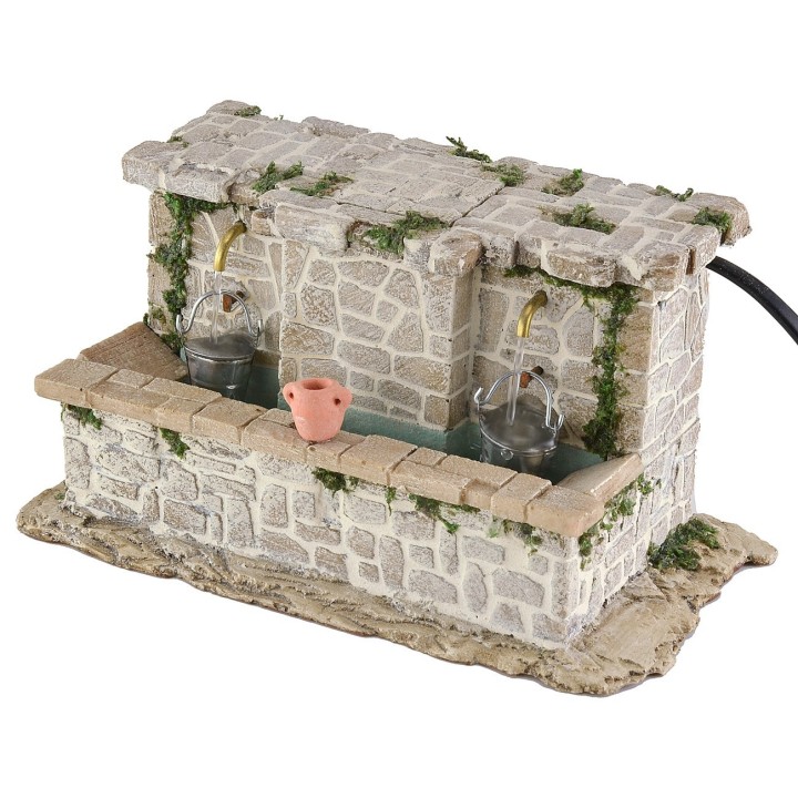 Stone sink with 2 taps and buckets