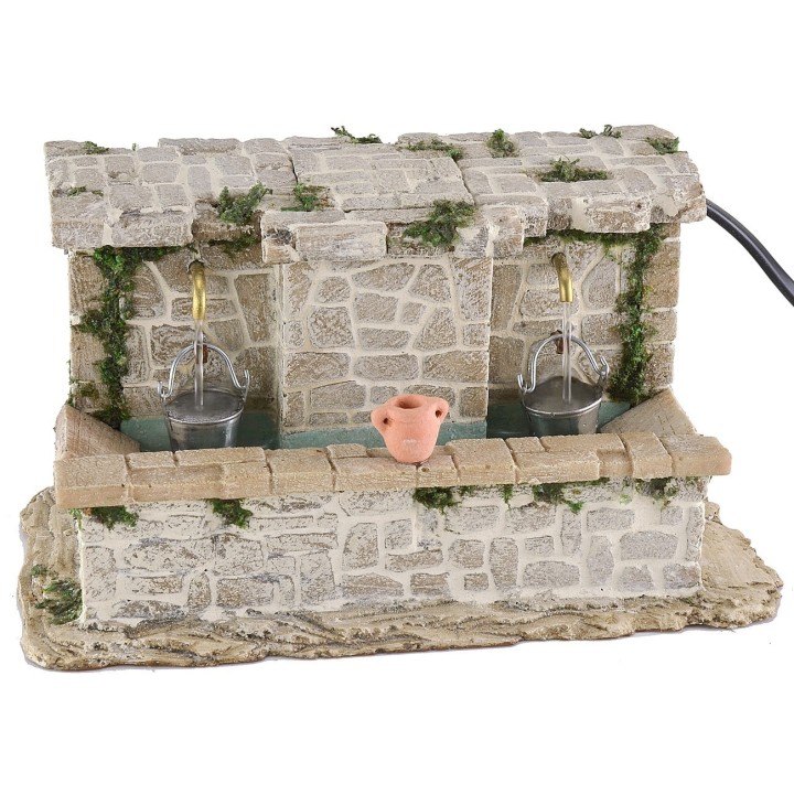 Stone sink with 2 taps and buckets