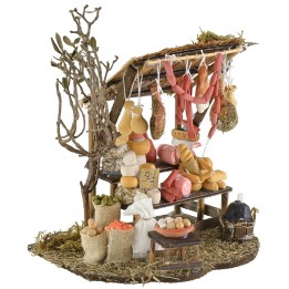 Escenografía con puesto de productos mixtos de 16x13,5x20 cm h