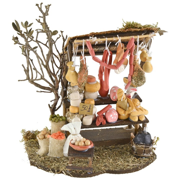 Scenography with stall of mixed products 16x13.5x20 cm h