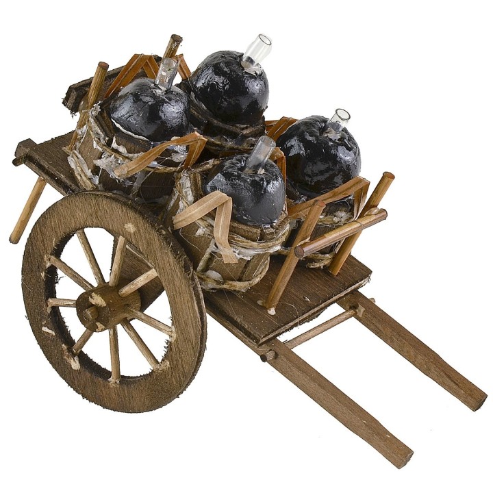Cart with demijohns 8x12.5x7 cm h
