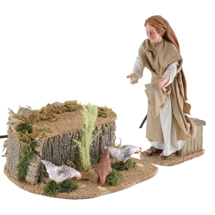 Tres gallinas picoteando en movimiento para estatuas de 20 a 30