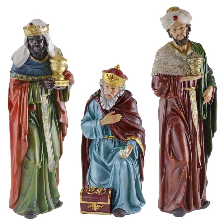 Tres Reyes Magos en resina serie 45 cm