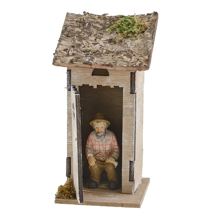 Wooden latrine for nativity scene 6x6x13 cm h
