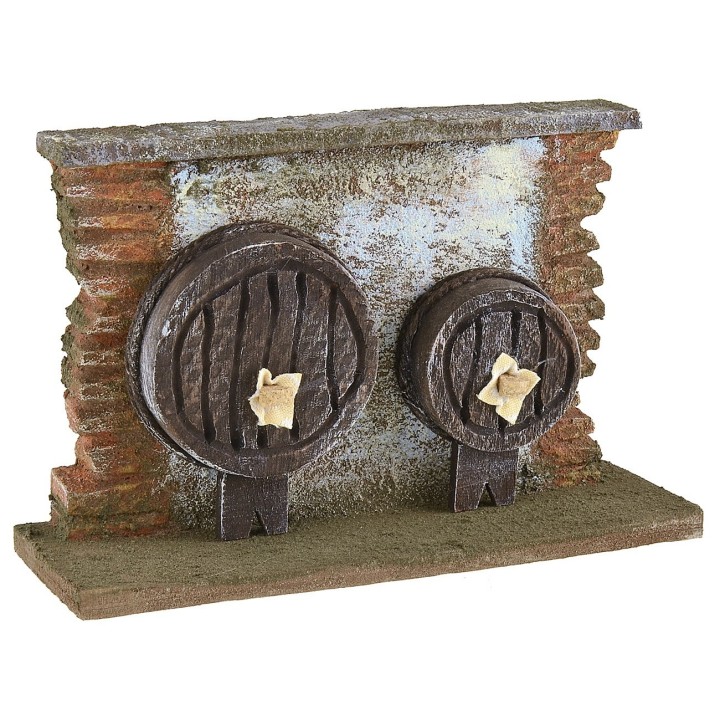Muro con barriles para belén de 19x6x12,5 cm h