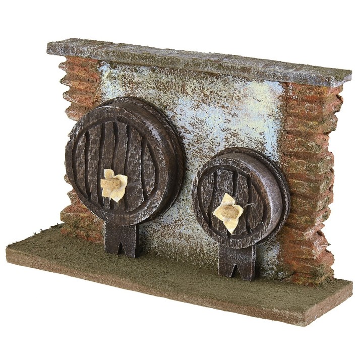 Muro con barriles para belén de 19x6x12,5 cm h