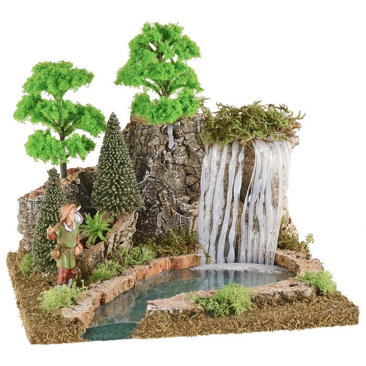 Cascata di montagna e lago per presepe cm 25x21x22 h