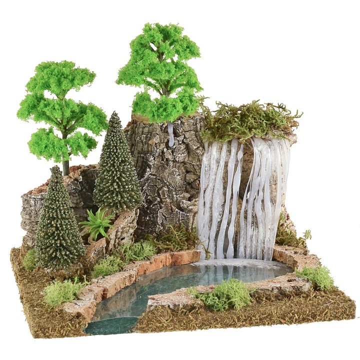 Cascada de montaña y lago para pesebre cm 25x21x22 h
