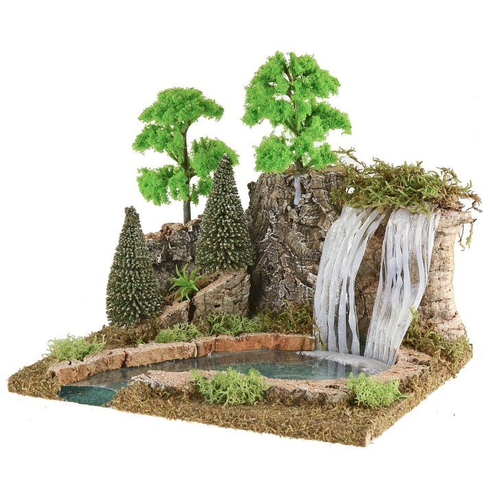 Mountain waterfall and lake for nativity scene 25x21x22 cm h