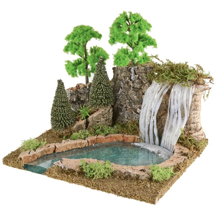 Mountain waterfall and lake for nativity scene 25x21x22 cm h