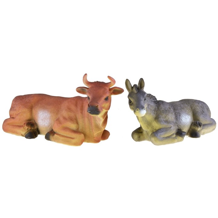 Bue y burro de resina recomendado para estatuas de 30 cm.