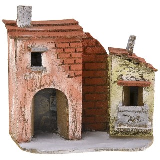 Casa para belén con portón y balcón cm 17x9x16 h