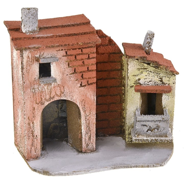 Casa para belén con portón y balcón cm 17x9x16 h