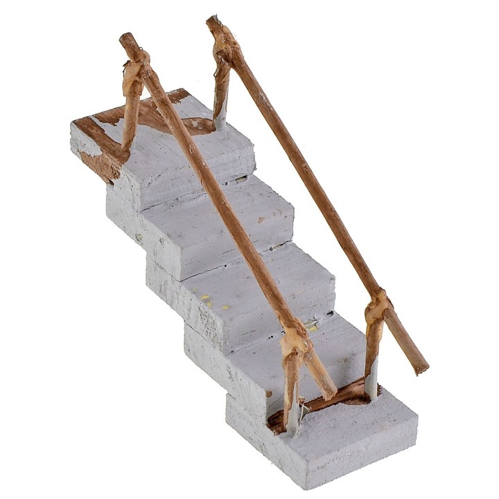 Scala dritta in legno con scorrimano cm 2,8x8,8x4,1 h