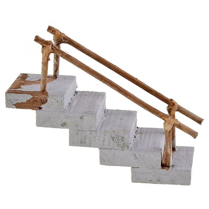 Scala dritta in legno con scorrimano cm 2,8x8,8x4,1 h