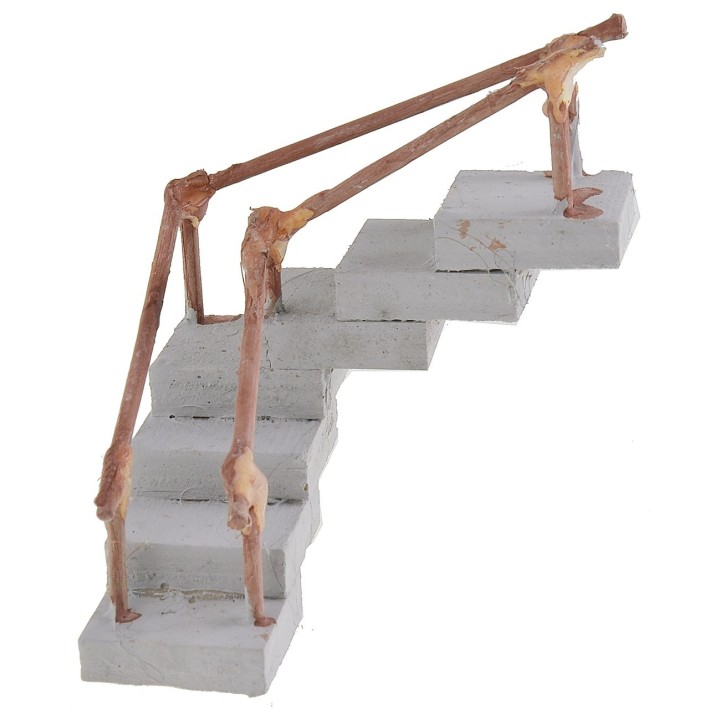 Scala ad angolo in legno con corrimano cm 7,5x7,5x5,7 h