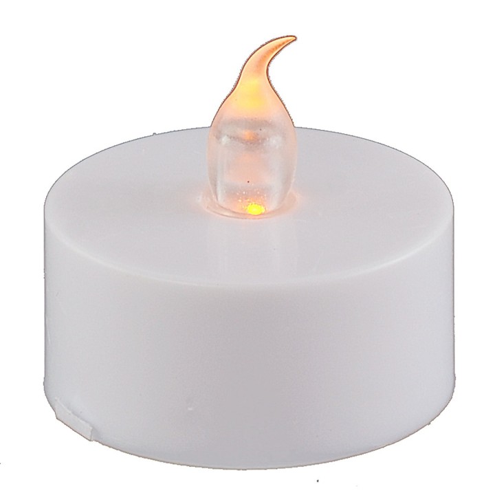 Vela blanca de ø 3,7 cm con llama a batería para crear el fuego