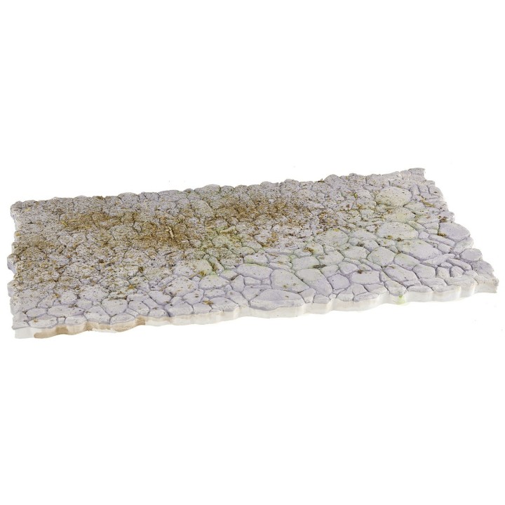 Pavimento gris de piedras mixtas en yeso para belén hecho a