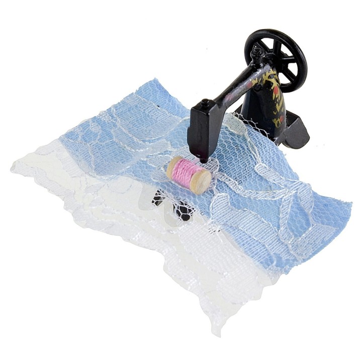 Sewing machine for nativity scene with fabric 3.5x1.4x2.7 h cm