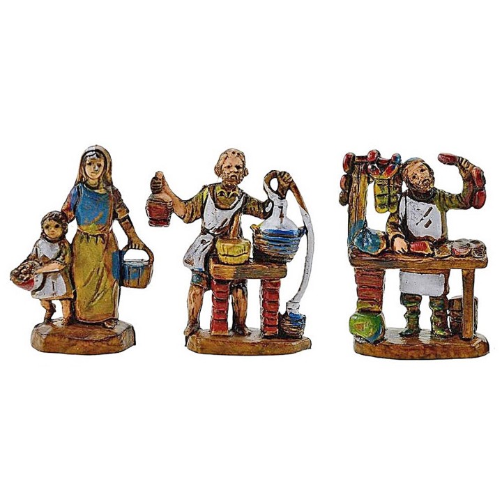 Set of 3 nativity scene figurines 3.5 cm
