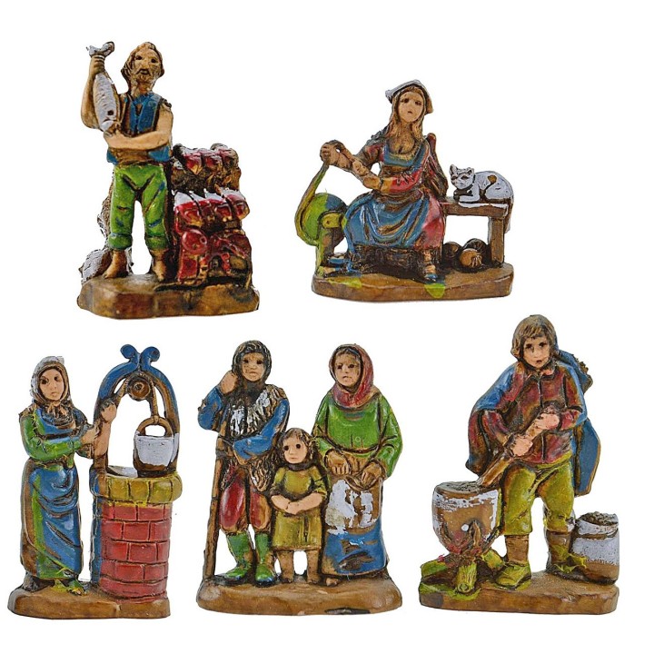 Juego de 5 figuritas para el belén de 3,5 cm
