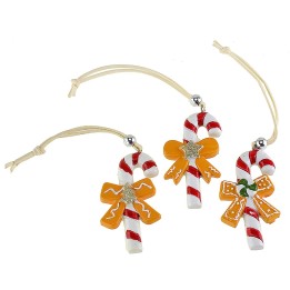 Set of 3 resin candy canes 4.2x8.1 cm h