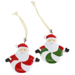 Set of 2 resin Santa Claus hangers 7.5x7.4 cm h