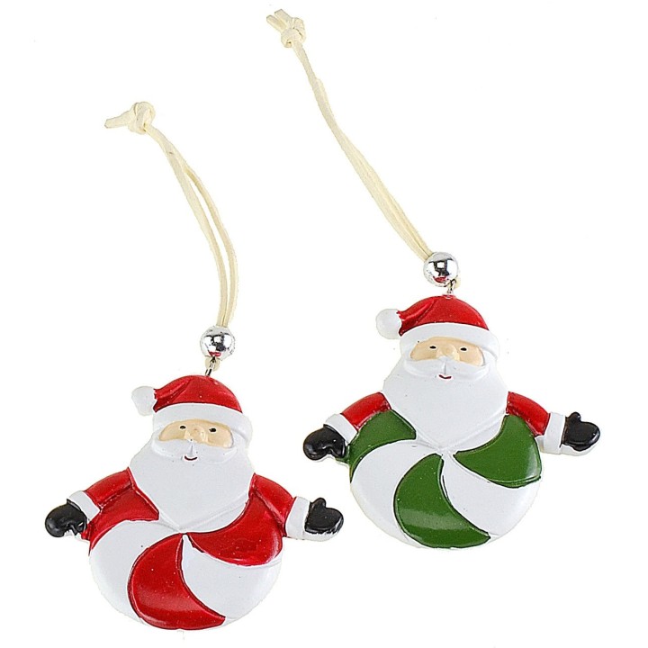 Set of 2 resin Santa Claus hangers 7.5x7.4 cm h