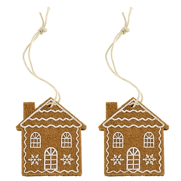 Pareja de casitas colgantes de fieltro de 4,5x5,8 cm h