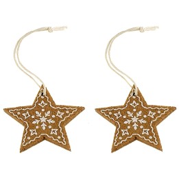 Juego de 2 adornos de estrella en fieltro de 5,5x5,2 cm h