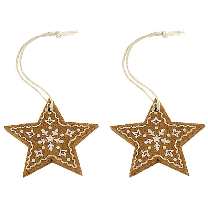 Juego de 2 adornos de estrella en fieltro de 5,5x5,2 cm h