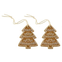 Set of 2 cookie-style Christmas trees 3.9x5.5 cm h