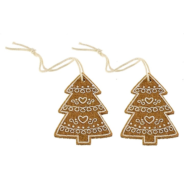 Set of 2 cookie-style Christmas trees 3.9x5.5 cm h