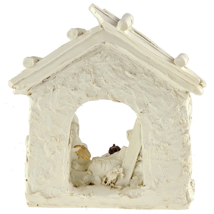 White nativity with hut 10.5x4.5x11 cm h