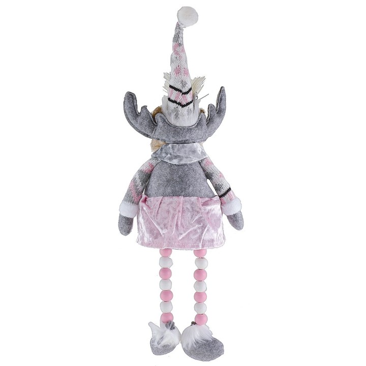 Renna natalizia con gonnellino rosa h 54 cm