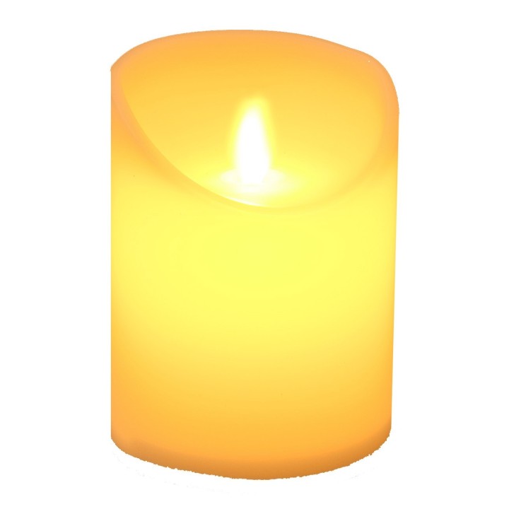 Beige tea light with battery-operated flickering LED flame, h