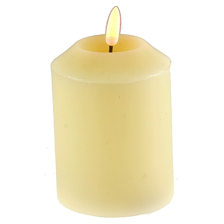 Wax effect candle with battery-operated LED flame h 10 cm