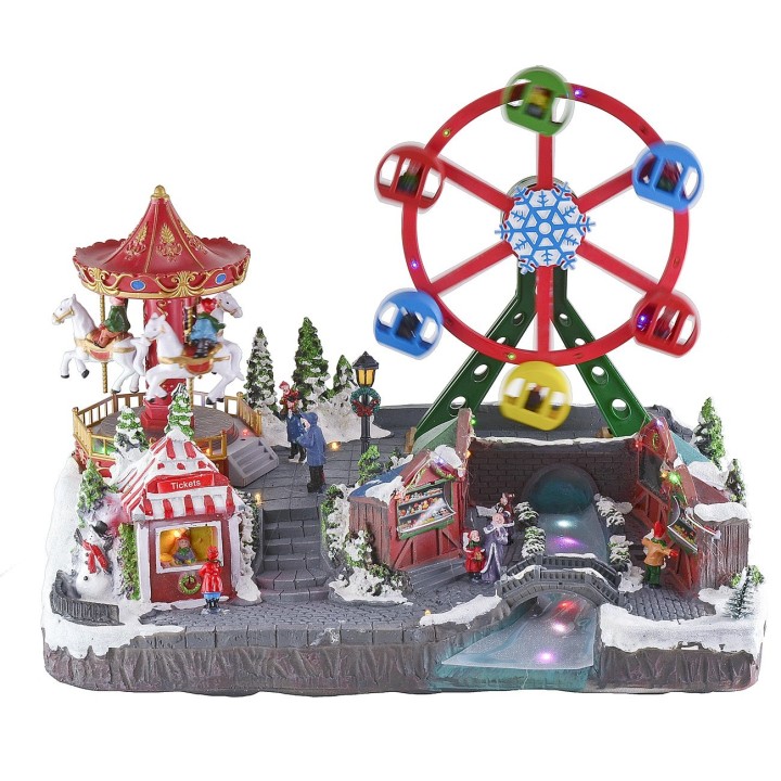Christmas amusement park with music and mains-operated lighting