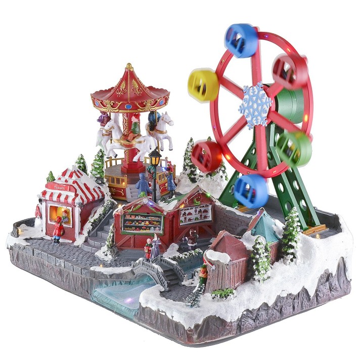 Christmas amusement park with music and mains-operated lighting