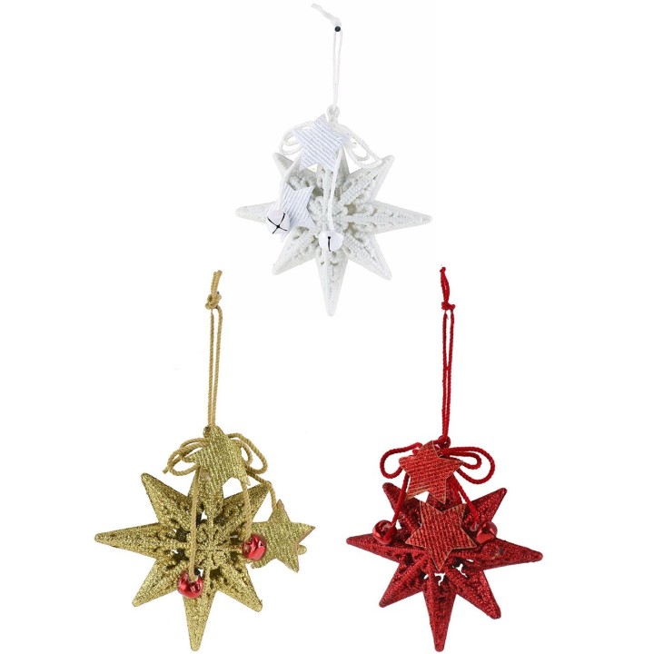 Red glitter star 13x13 cm h