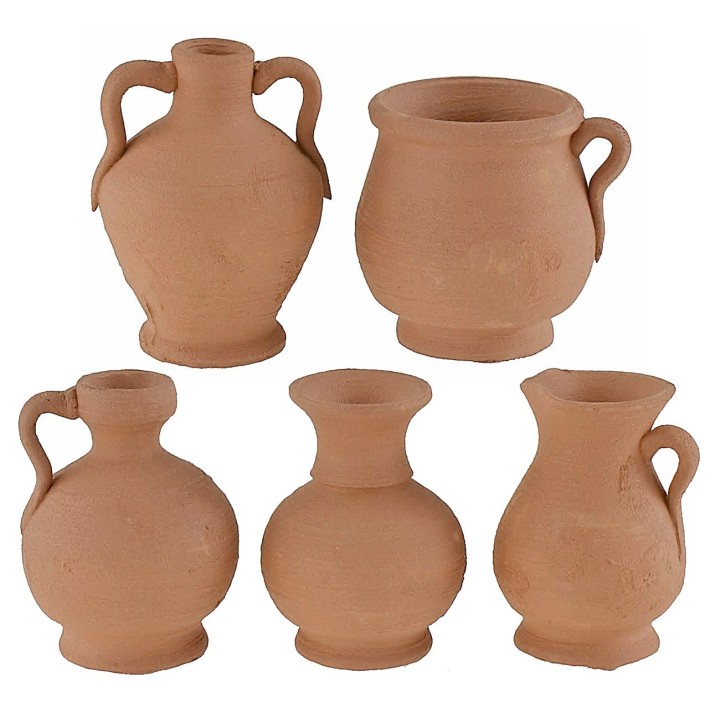 Conjunto de 5 ánforas de terracota h 3-4 cm