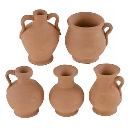 Set of 5 terracotta amphorae h 3-4 cm