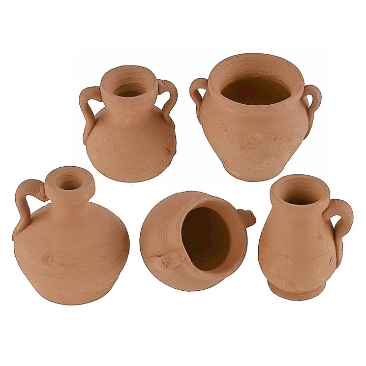 Set de 5 ánforas de terracota h 2,9-3,7 cm