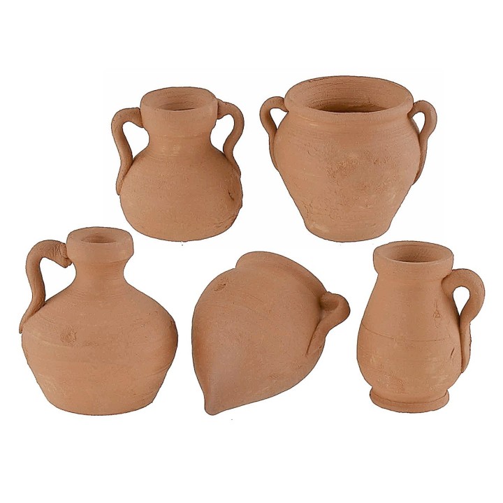 Set 5 anfore in terracotta h 2,9-3,7 cm