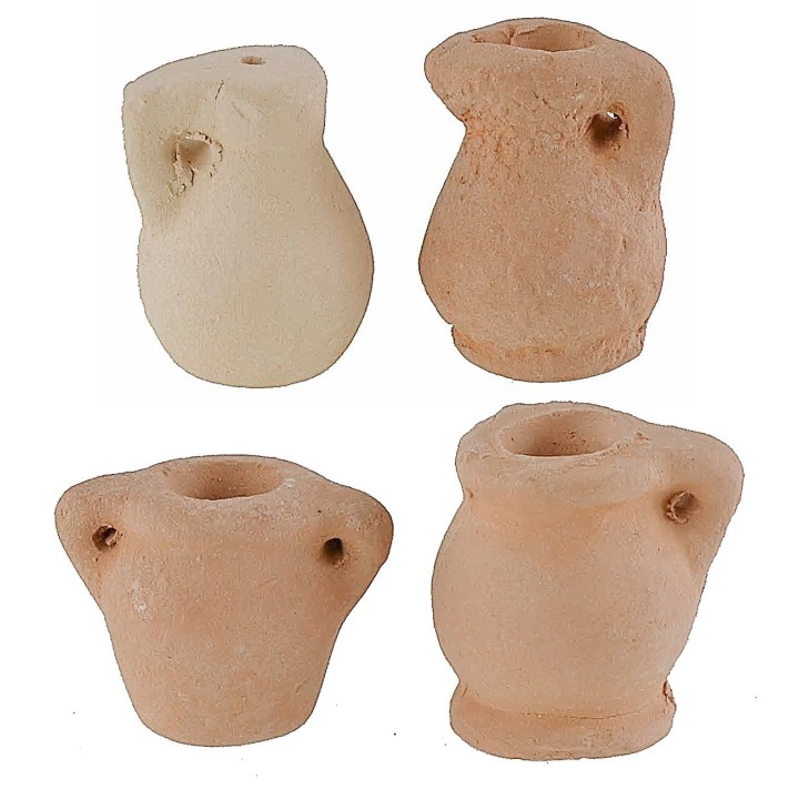 Set of 4 terracotta amphorae h 1.4-1.9 cm