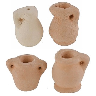 Set of 4 terracotta amphorae h 1.4-1.9 cm