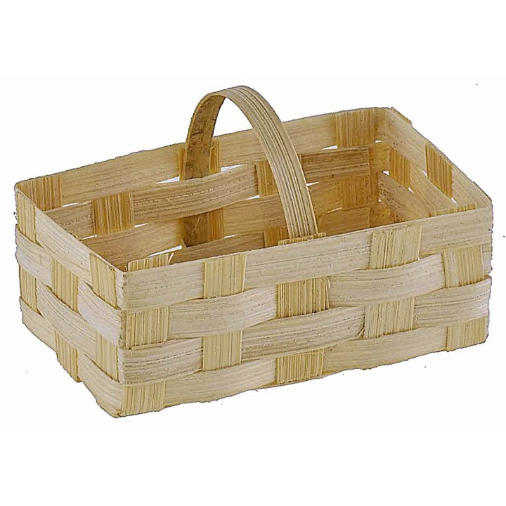 Cestino rettangolare in vimini con manico cm 5,5x3x3,5 h