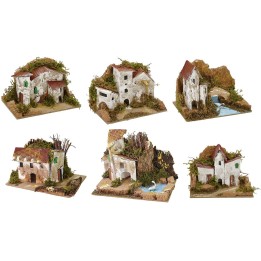 Set of 6 groups of nativity scene houses 15x10.5x10 cm h