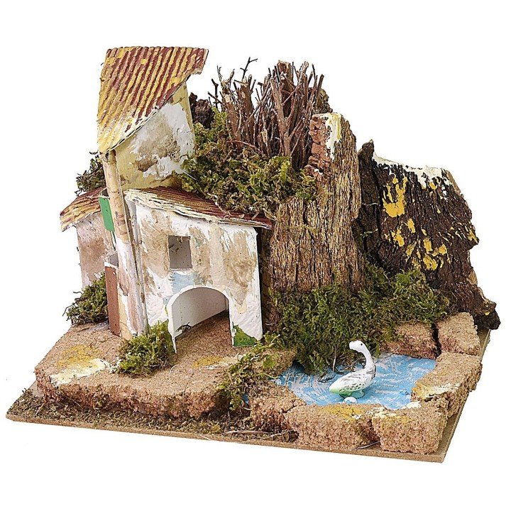Set 6 gruppi di casette per presepe cm 15x10,5x10 h